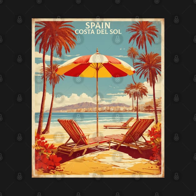 Costa del Sol Beach Spain Travel Tourism Retro Vintage by TravelersGems