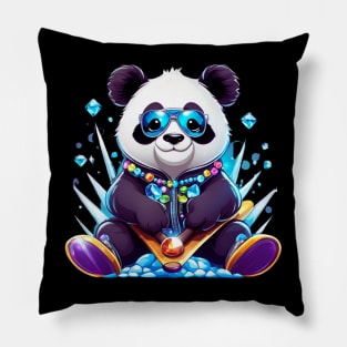 Powder Panda Adventure: Ski Vacation Delight Design Pillow