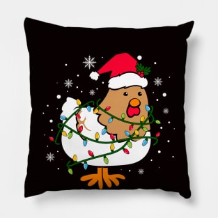 Christmas Lights Chicken Shirt Santa Funny Xmas Tree Chicken Pillow