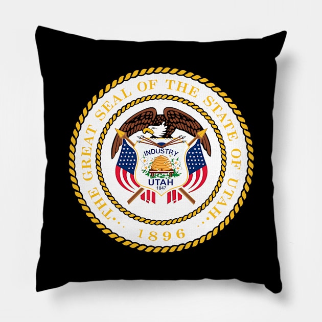 Seal of Utah (alternative) Pillow by Flags of the World