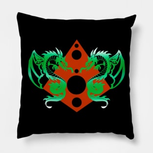 Green Dragons Pyramid Pillow