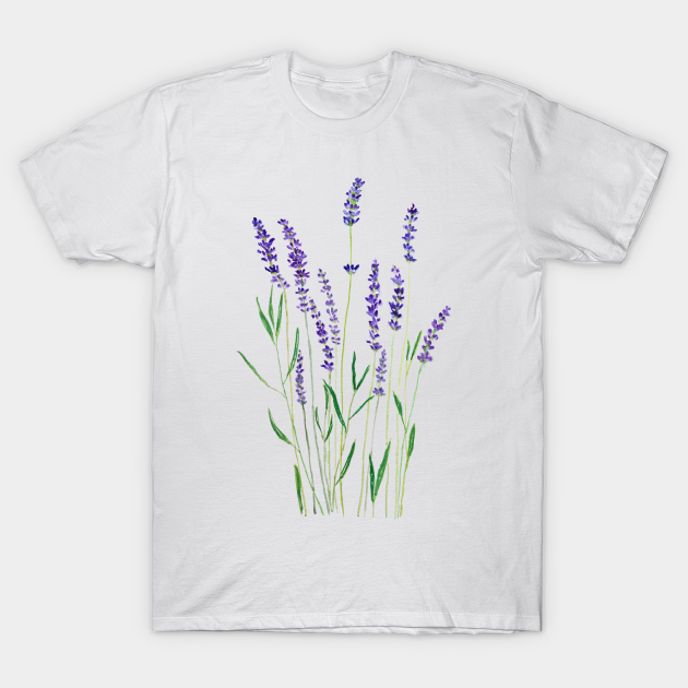 purple lavender flower watercolor painting - Flower - T-Shirt