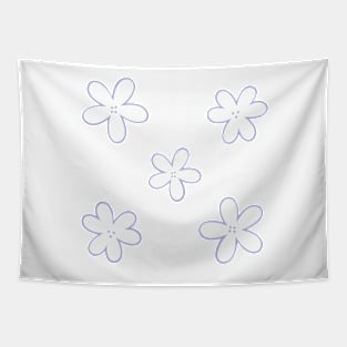 Minimal Abstract Flowers - White with pastel lilac purple border Tapestry