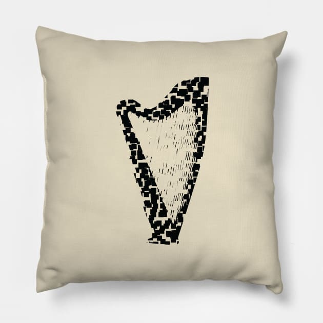 Harp Disjoined Pillow by GramophoneCafe