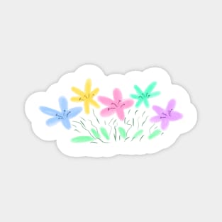 Pink blue floral watercolor art Magnet