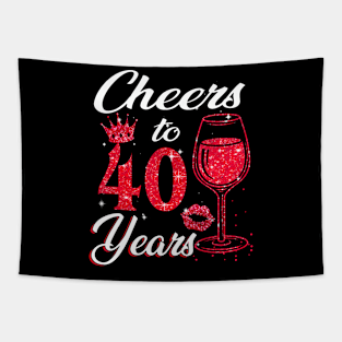 Cheers To 40 Years Old 40th Birthday Queen Tapestry