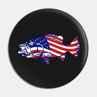 Bass Fishing - American Flag Pin