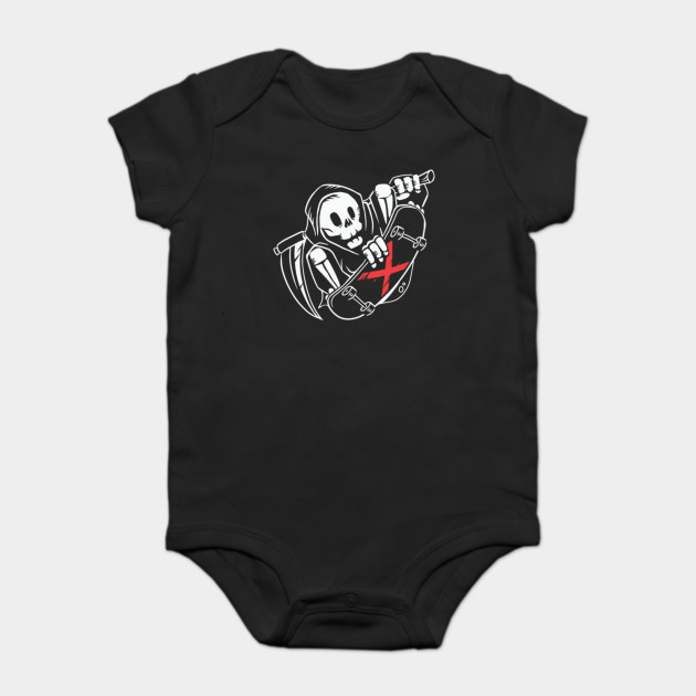 Skateboard Clothing Tee Grim Reaper Skateboarder Kids Childrens T-Shirt