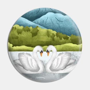 Two River Swans Pin