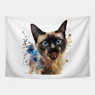 Siamese Cat Water Color Pop Art Design for Cat Lover Tapestry
