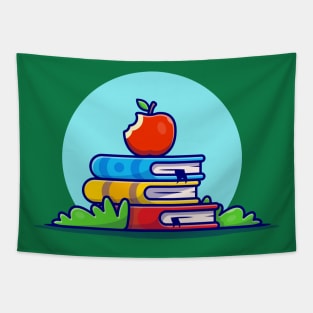 Apple On Book Cartoon Vector Icon Illustration Tapestry