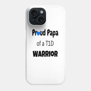 Proud Papa - Black Text - Blue Heart Phone Case