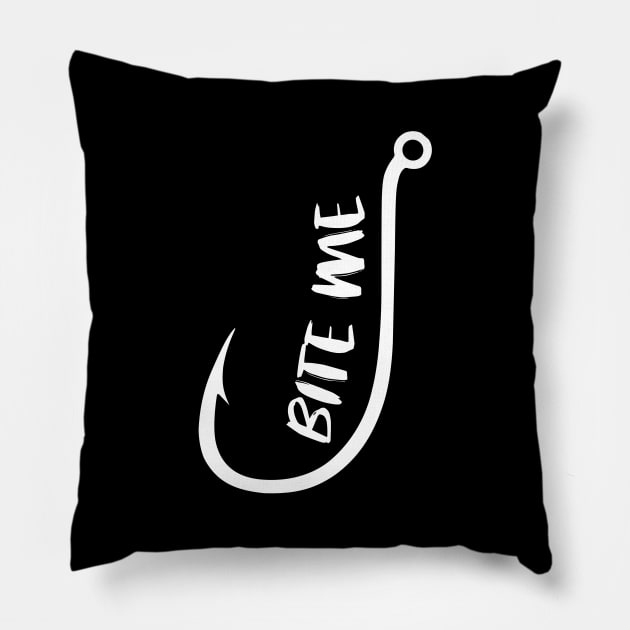 Hooks Fishing Bite Me Shirt Pillow by Kelley Clothing