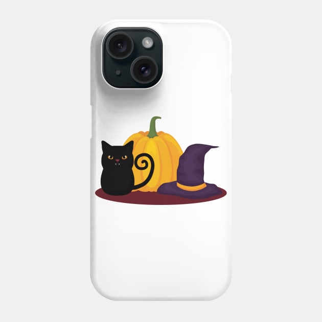 Black Cat And Pumpkin Phone Case by MeksFashion