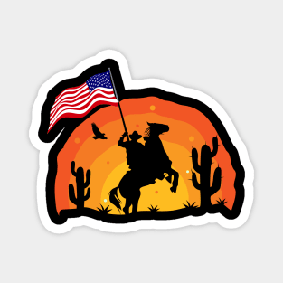 Cowboy Sunset American Flag US Army Military History Gift Magnet