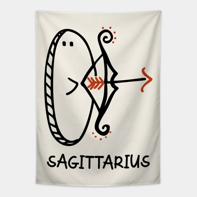 Sagittarius Doodle Tapestry by Whimsical Frank