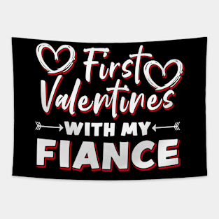 First Valentines With My Fiance 1st Valentines Day Couples Tapestry