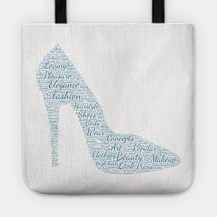 High Heel Shoe Silhouette Shape Text Word Cloud Tote