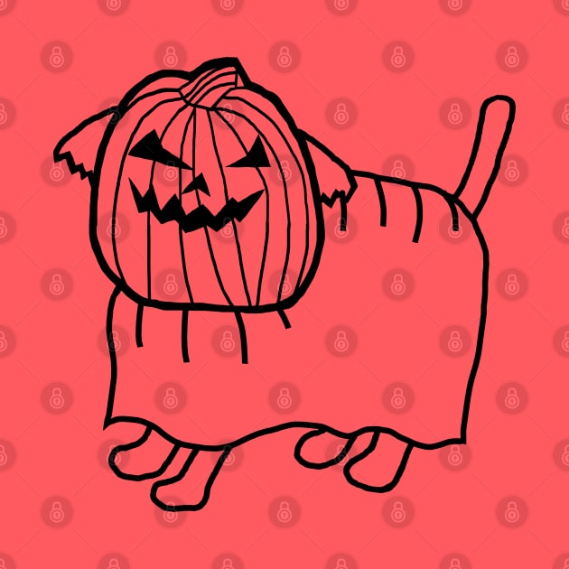 Minimal Cute Dog Wearing Halloween Horror Costume by ellenhenryart