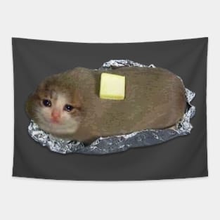 Sad Baked Potato Cat Meme Tapestry