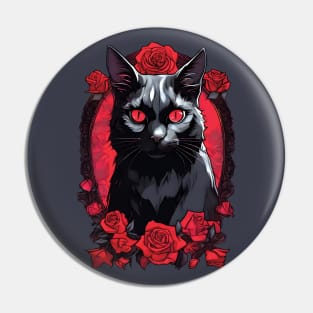 Gothic Animal Portrait | Black Cat Face Pin