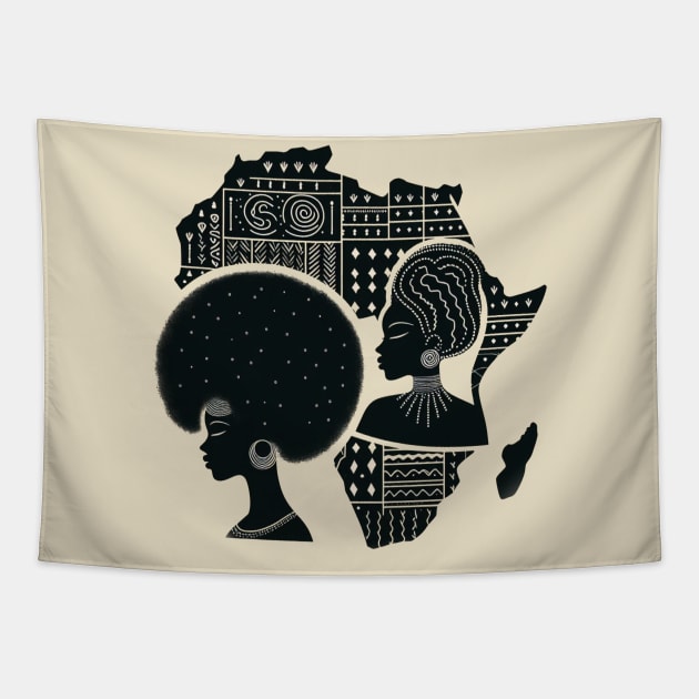 African Woman - African  Map Tapestry by DarkWave