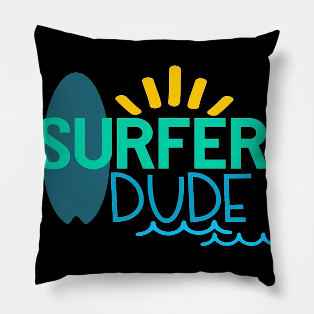 Surfer Dude Pillow by tropicalteesshop