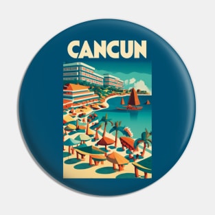 A Vintage Travel Art of Cancun - Mexico Pin