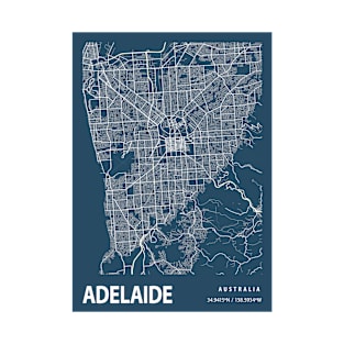 Adelaide Blueprint Street Map, Adelaide Colour Map Prints T-Shirt