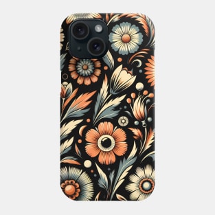 Orange Floral Motif Phone Case