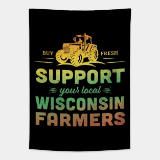 Support Your Local Wisconsin Farmers Vintage Tractor Tapestry