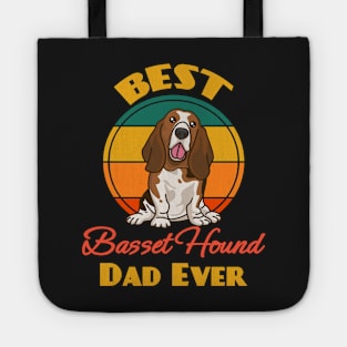 Best Basset Hound Dad Ever Fathers Day Dog puppy Lover Cute Sunser Retro Funny Tote