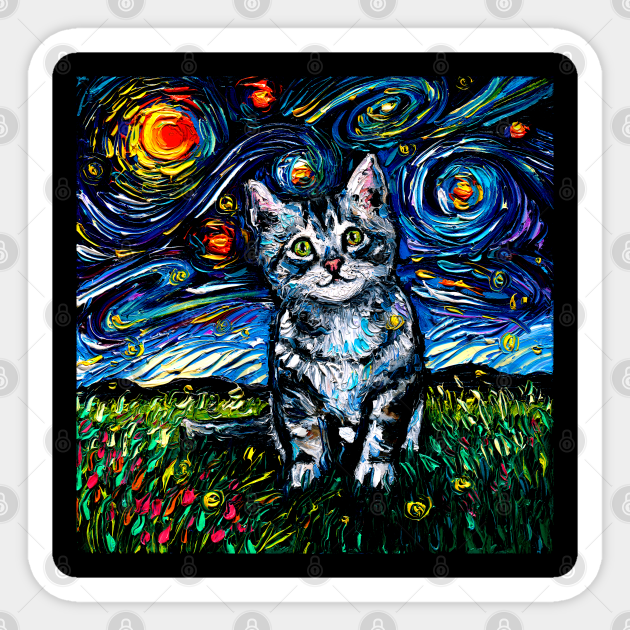 Gray Tabby Kitten Night - Kitten - Sticker