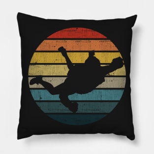 BASE jumping Silhouette On A Distressed Retro Sunset graphic Pillow