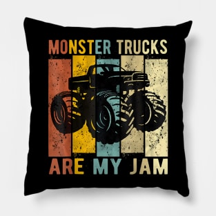 Monster Trucks Are My Jam Vintage Retro Monster Truck Pillow
