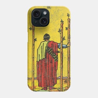 Three of wands tarot card (distressed) Phone Case