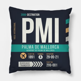 Palma de Mallorca (PMI) Airport Code Baggage Tag Pillow