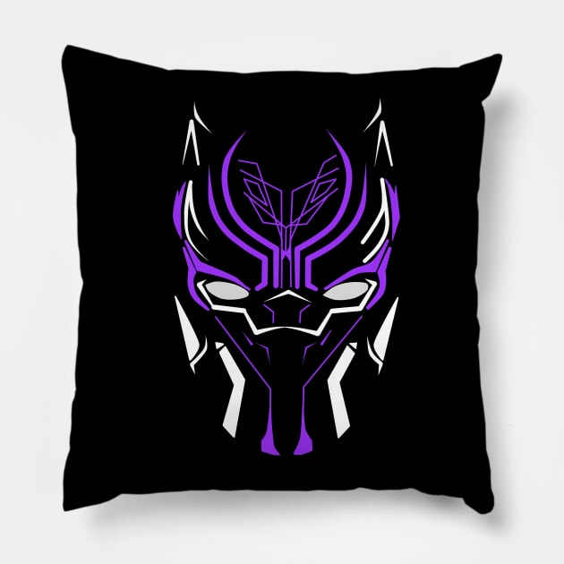 Black Panther Neon Pillow by HKartworks