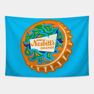 Vintage Nesbitt's Psychedelic Orange Soda Bottlecap Tapestry