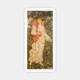 Flora, the Goddess of Blossoms and Flowers by Evelyn De Morgan Magnet