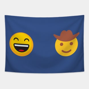 Happy / cowboy emoji sticker Tapestry