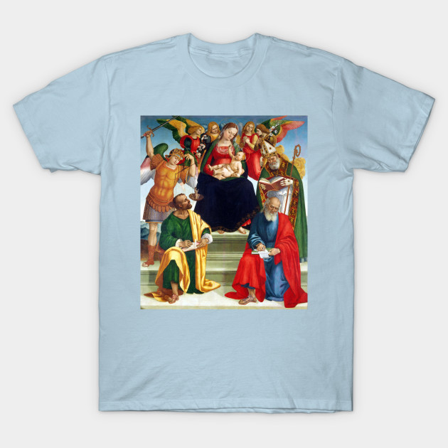 Disover Luca Signorelli Madonna and Child with Saints and Angels - Catholic - T-Shirt