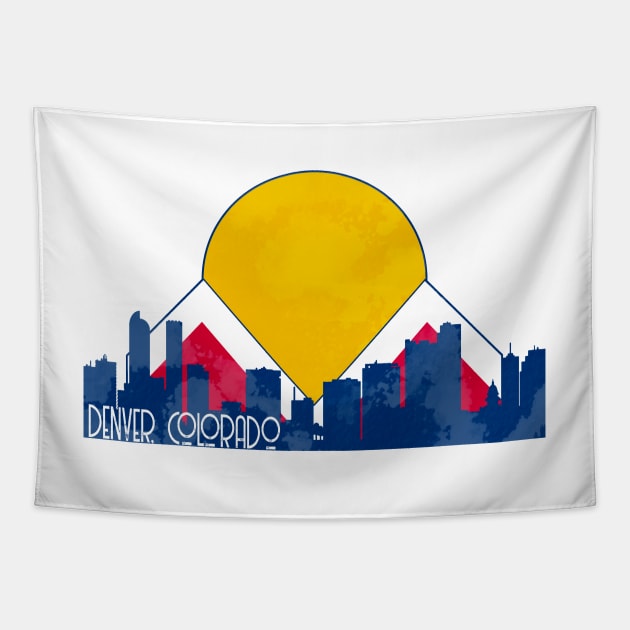 Denver Skyline Flag Design Tapestry by zsonn