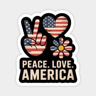 Peace Love America US Flag 4th Of July Patriot Magnet