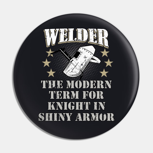 Welder Knight in shiny Armor Pin by Foxxy Merch