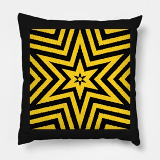 HIGHLY Visible Yellow and Black Line Kaleidoscope pattern (Seamless) 8 Pillow