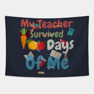 My Teacher Survived 100 Days Of Me Funny School Tapestry