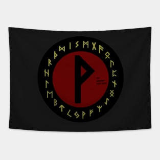 Red Wunjo Futhark Rune Symbol Tapestry