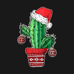 Cactus Christmas Tree Gift Santa Xmas Succulent P.ium T-Shirt