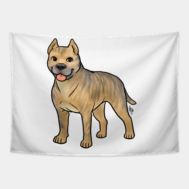 Dog - American Staffordshire Terrier - Cropped Fawn Brindle Tapestry by Jen's Dogs Custom Gifts and Designs